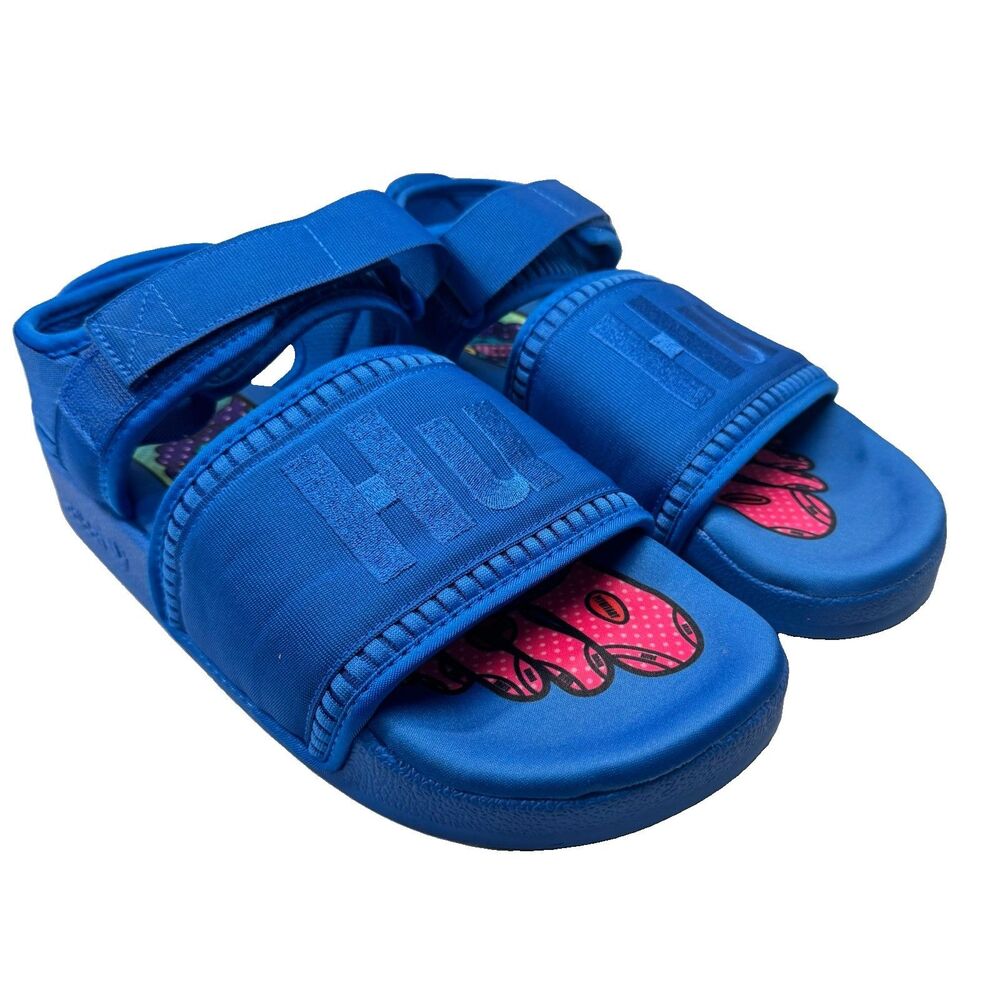 Adidas x Pharrell Williams Hu Adilette 2.0 Blue Sandal Shoes Men's 8 Adjustable